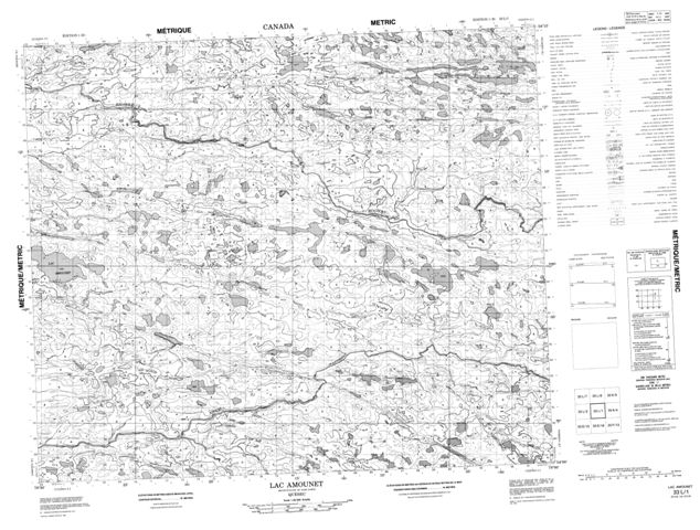 Lac Amounet Topographic Paper Map 033L01 at 1:50,000 scale