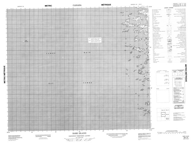 Bare Island Topographic Paper Map 033L05 at 1:50,000 scale