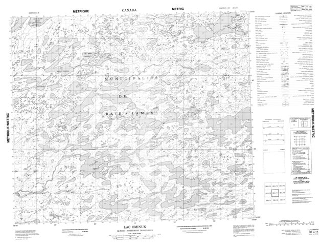 Lac Ominuk Topographic Paper Map 033L11 at 1:50,000 scale