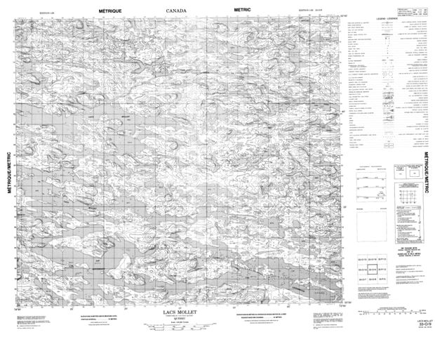 Lacs Mollet Topographic Paper Map 033O09 at 1:50,000 scale