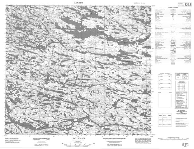 Lac Lamain Topographic Paper Map 033O14 at 1:50,000 scale