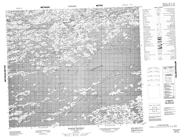 Pointe Mateau Topographic Paper Map 033P02 at 1:50,000 scale
