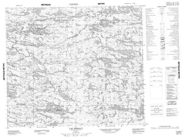 Lac Bribaut Topographic Paper Map 033P04 at 1:50,000 scale