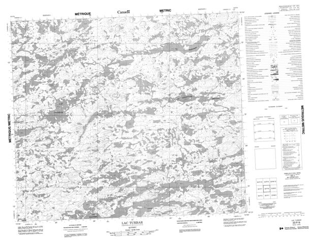Lac Turbar Topographic Paper Map 033P08 at 1:50,000 scale