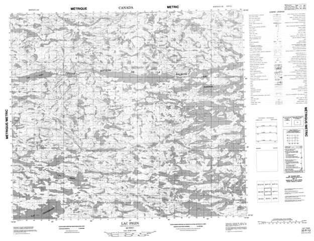 Lac Pigin Topographic Paper Map 033P12 at 1:50,000 scale