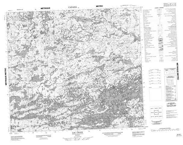 Lac Gigon Topographic Paper Map 034A01 at 1:50,000 scale
