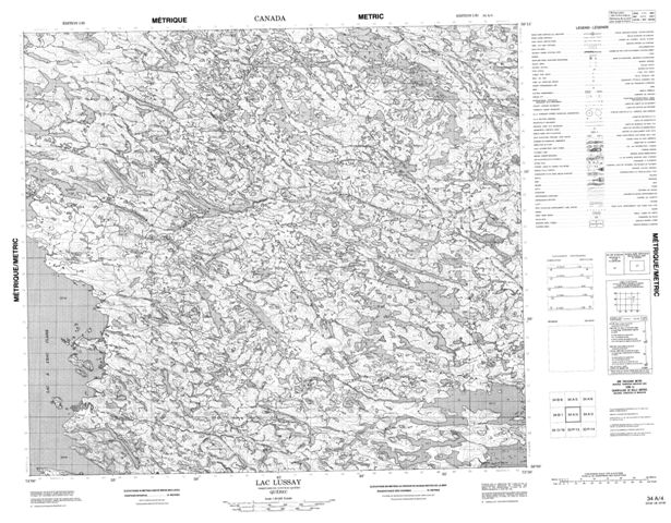 Lac Lussay Topographic Paper Map 034A04 at 1:50,000 scale