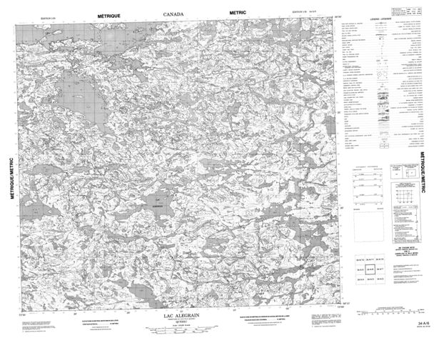 Lac Alegrain Topographic Paper Map 034A06 at 1:50,000 scale