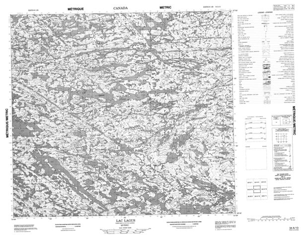 Lac Lagus Topographic Paper Map 034A13 at 1:50,000 scale