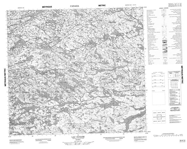 Lac Ouilem Topographic Paper Map 034A14 at 1:50,000 scale