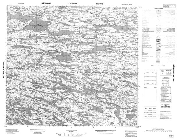  Topographic Paper Map 034B13 at 1:50,000 scale