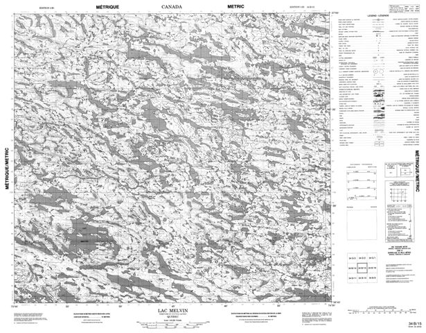 Lac Melvin Topographic Paper Map 034B15 at 1:50,000 scale