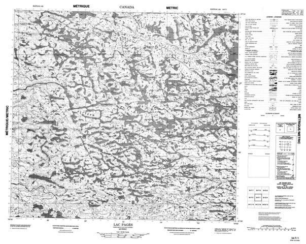 Lac Pages Topographic Paper Map 034F01 at 1:50,000 scale