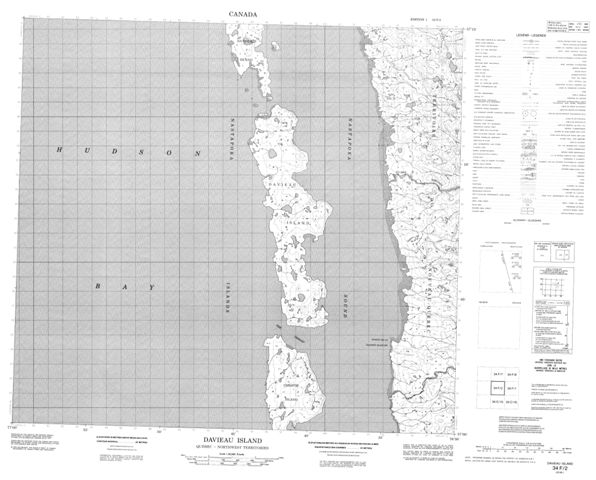 Davieau Island Topographic Paper Map 034F02 at 1:50,000 scale