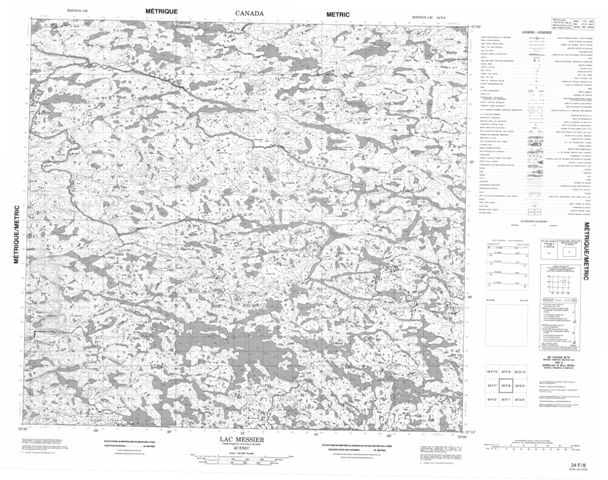 Lac Messier Topographic Paper Map 034F08 at 1:50,000 scale