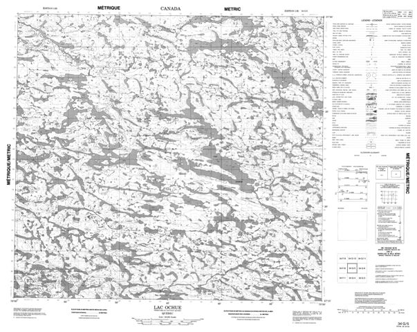 Lac Ochue Topographic Paper Map 034G05 at 1:50,000 scale