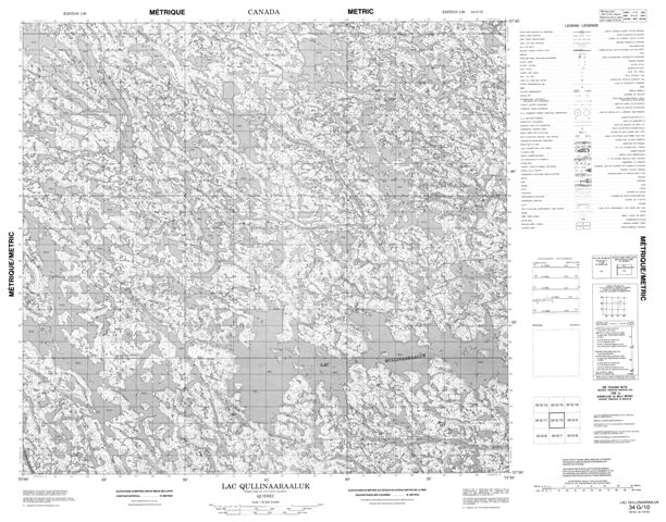 Lac Qullinaaraaluk Topographic Paper Map 034G10 at 1:50,000 scale