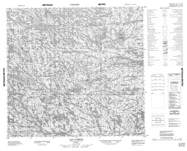 Lac Campos Topographic Paper Map 034G16 at 1:50,000 scale