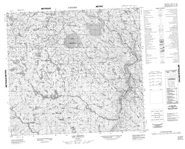 Lac Benita Topographic Paper Map 034H01 at 1:50,000 scale