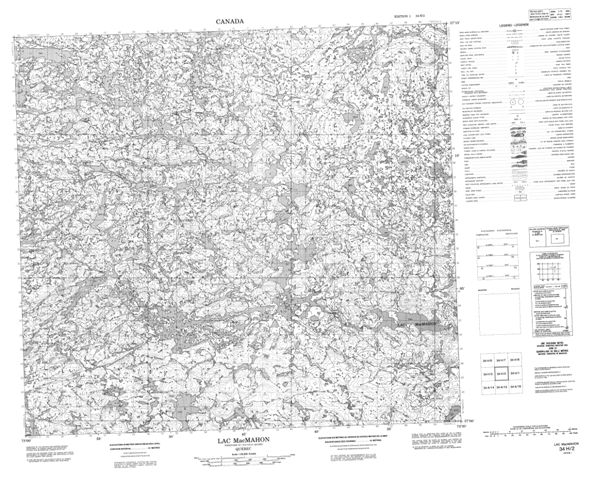 Lac Macmahon Topographic Paper Map 034H02 at 1:50,000 scale
