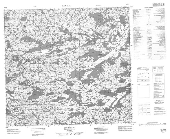 Lac Bizard Topographic Paper Map 034H06 at 1:50,000 scale