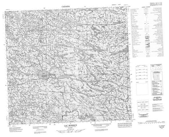 Lac Morrice Topographic Paper Map 034H08 at 1:50,000 scale