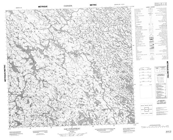 Lac Curatteau Topographic Paper Map 034H10 at 1:50,000 scale