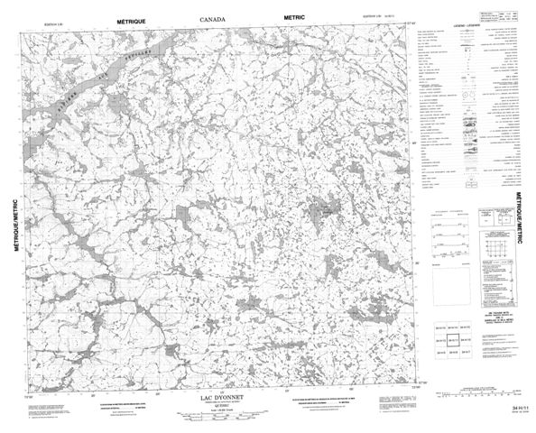 Lac Dyonnet Topographic Paper Map 034H11 at 1:50,000 scale