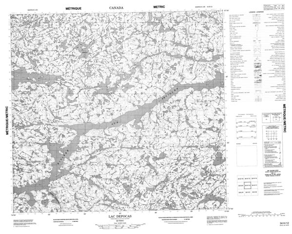 Lac Depocas Topographic Paper Map 034H12 at 1:50,000 scale