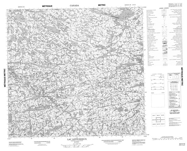 Lac Letourneux Topographic Paper Map 034H13 at 1:50,000 scale