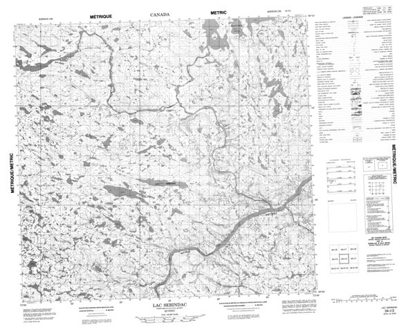 Lac Serindac Topographic Paper Map 034I02 at 1:50,000 scale