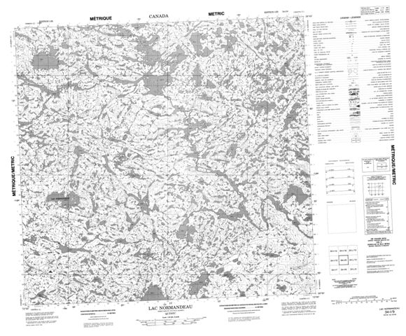 Lac Normandeau Topographic Paper Map 034I09 at 1:50,000 scale