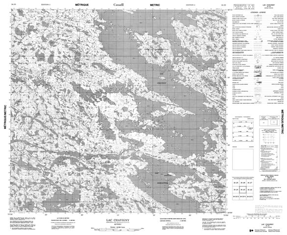 Lac Chavigny Topographic Paper Map 034J03 at 1:50,000 scale