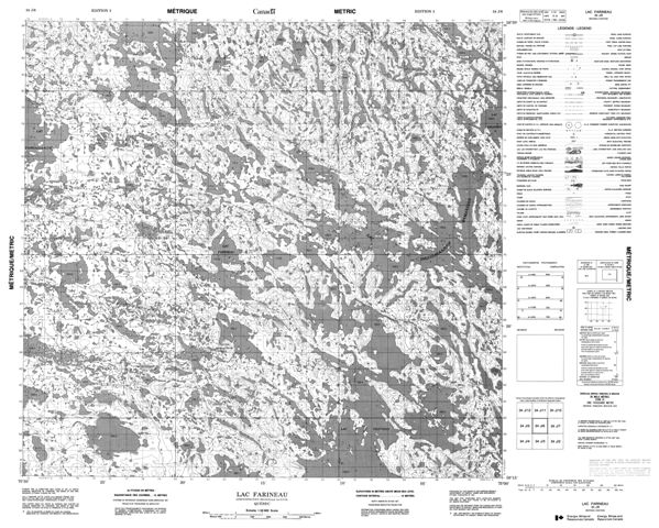 Lac Farineau Topographic Paper Map 034J06 at 1:50,000 scale