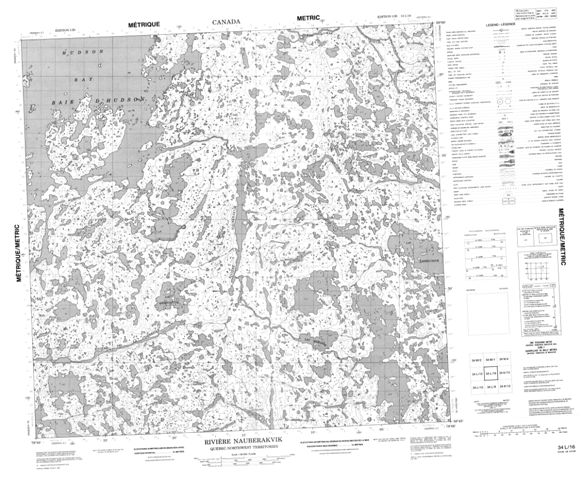 Riviere Nauberakvik Topographic Paper Map 034L16 at 1:50,000 scale