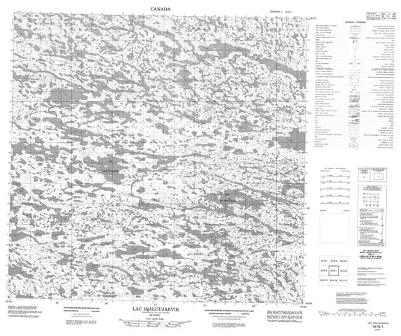 Lac Iqaluujarvik Topographic Paper Map 034N01 at 1:50,000 scale