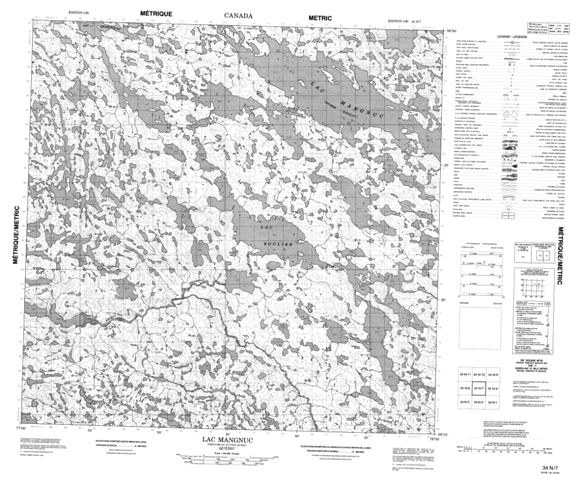 Lac Mangnuc Topographic Paper Map 034N07 at 1:50,000 scale