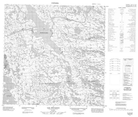 Lac Souligny Topographic Paper Map 034N16 at 1:50,000 scale