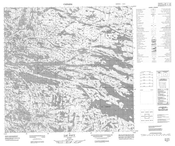 Lac Pavy Topographic Paper Map 034O01 at 1:50,000 scale