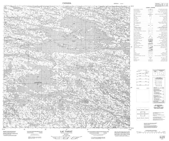 Lac Tasiat Topographic Paper Map 034O03 at 1:50,000 scale