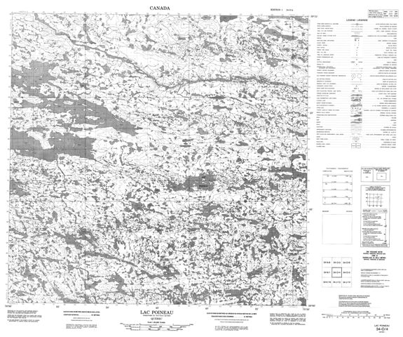 Lac Poineau Topographic Paper Map 034O04 at 1:50,000 scale