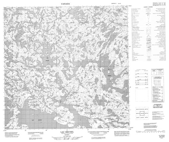 Lac Brunel Topographic Paper Map 034O09 at 1:50,000 scale