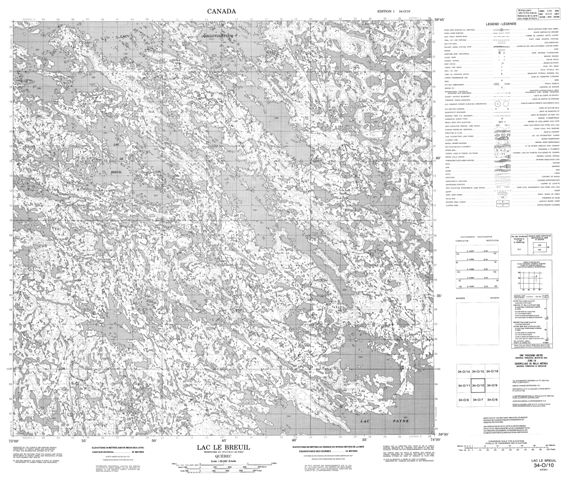 Lac Le Breuil Topographic Paper Map 034O10 at 1:50,000 scale