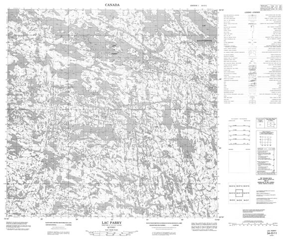 Lac Parry Topographic Paper Map 034O11 at 1:50,000 scale