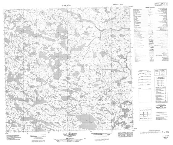 Lac Hemerit Topographic Paper Map 034P03 at 1:50,000 scale