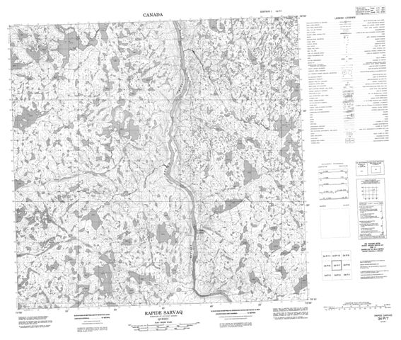 Rapide Sarvaq Topographic Paper Map 034P07 at 1:50,000 scale