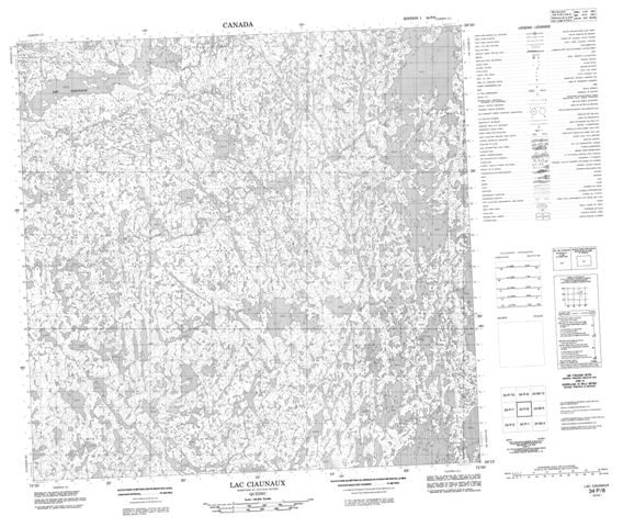 Lac Ciaunaux Topographic Paper Map 034P08 at 1:50,000 scale