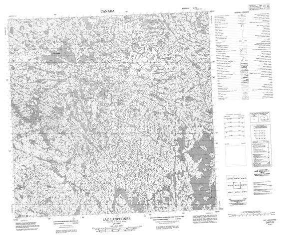 Lac Lancognee Topographic Paper Map 034P09 at 1:50,000 scale
