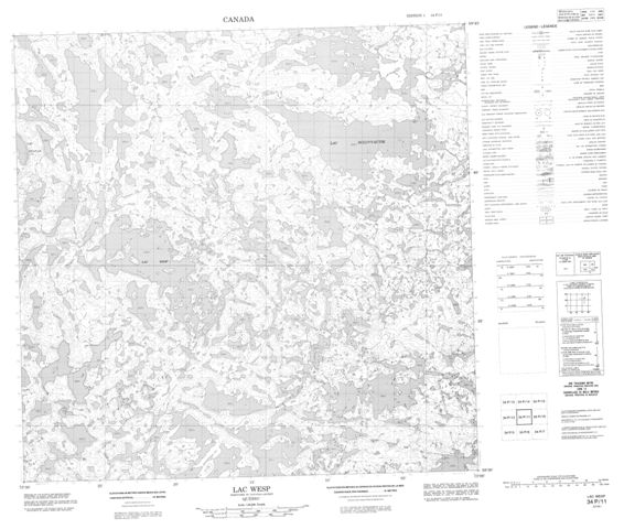 Lac Wesp Topographic Paper Map 034P11 at 1:50,000 scale