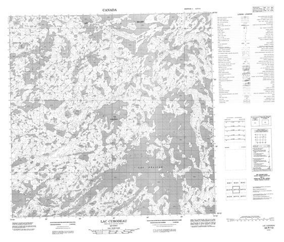 Lac Curodeau Topographic Paper Map 034P13 at 1:50,000 scale